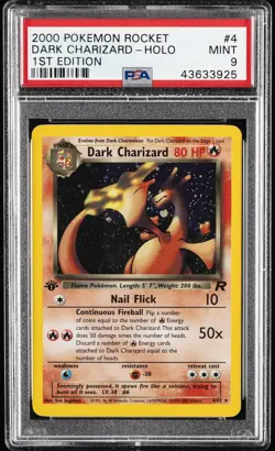 2000 POKEMON ROCKET 1ST ED #4 DARK CHARIZARD-HOLO PSA 9 - Image 1