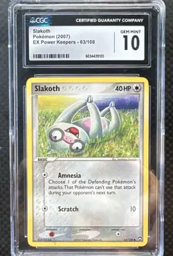 Pokemon Slakoth 2007 63/108 Common EX Power Keepers CGC 10 - Image 1