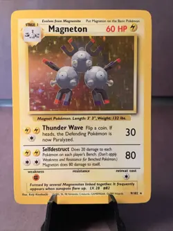 Pokemon TCG Magneton Base Set Unlimited 9/102 Holo Rare WOTC VTG 1999 LP - Image 1