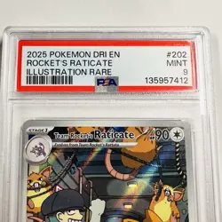 TEAM ROCKET'S RATICATE #202 ILLUSTRATION RARE 2025 POKEMON DRI EN PSA 9 MINT - Image 5