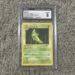 Pokemon Metapod 54/102 1st Edition Gray Stamp Shadowless Base Set CGC 8 - Image 1