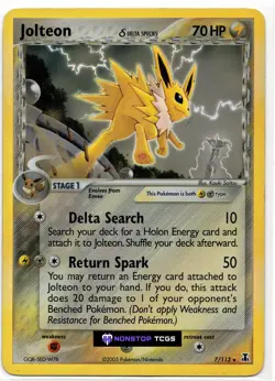 Jolteon 7/113 Pokemon TCG EX Series Delta Species Holo Rare Light Play - Image 1
