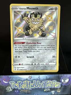 Pokemon Card Galarian Meowth SV086/SV122 Shining Fates Baby Shiny Rare NM - Image 1