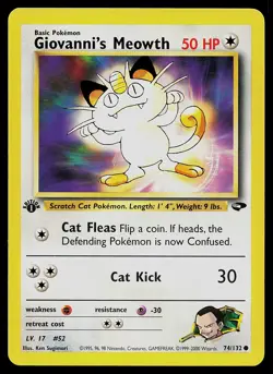 Pokemon Card - Giovanni's Meowth Gym Challenge 74/132 Common 1st Edition - Image 1