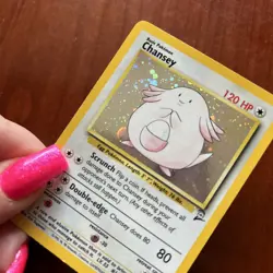 Pokemon TCG Chansey Base Set 2 3/130 Rare Holo Shiny Vintage WOTC Game Card NM - Image 2