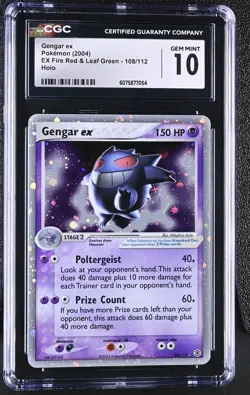 CGC 10 GEM MINT Gengar ex EX Fire Red & Leaf Green 108/112 Holo Pokemon Card - Image 1