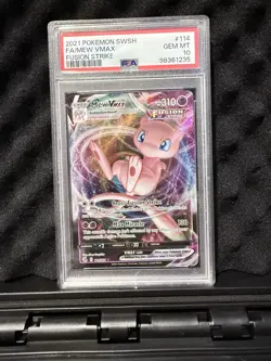 Pokemon TCG SWSH Fusion Strike Mew VMAX Card 114/264 PSA 10 - Image 1