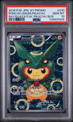2016 POKEMON JPN XY PROMO #230 PONCHO-WEARING PIKACHU PSA 10 - Image 1