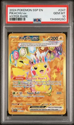 2024 Pokemon SV Surging Sparks SSP EN Pikachu Ex #247/191 PSA 10 - Image 1