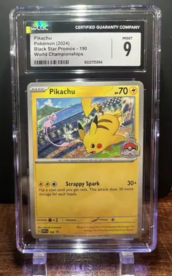 Pokemon Pikachu SVP190 S&V World Championship 2024 Promo CGC 9 - Image 1