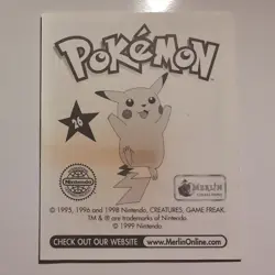 Pokemon - Raichu - Topps Merlin Sticker - Series 1 - #26/240 - 1999 - Image 2