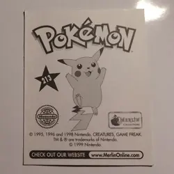 Pokemon - Zubat - Topps Merlin Sticker - Series 1 - #213/240 - 1999 - Image 2