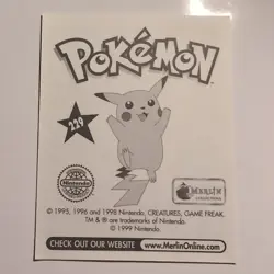 Pokemon - Squirtle - Topps Merlin Sticker - Series 1 - #229/240 - 1999 - Image 2