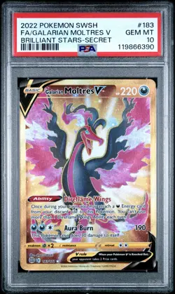 2022 POKEMON SWORD & SHIELD BRILLIANT STARS FULL ART/GALARIAN MOLTRES V PSA 10 - Image 1