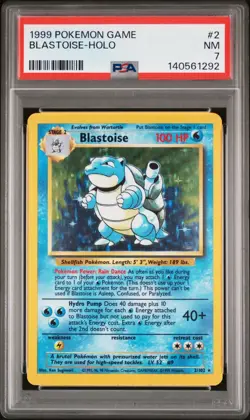 1999 POKEMON BASE SET UNLIMITED #2 BLASTOISE-HOLO PSA 7 NEW CERT# - Image 1