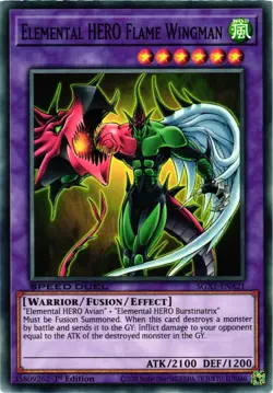 Yugioh Elemental HERO Flame Wingman SGX1-ENA21 Common 1st Edition NM - Image 1