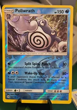 Poliwrath Reverse Holo Foil Pokemon Sun/Moon SM Base Set, Card 32/149 MP - Image 1