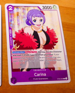 ONE PIECE ENGLISH CARD GAME CARTE FILM GRANTESORO CARINA ST05-005 ST EN NEUF - Image 1