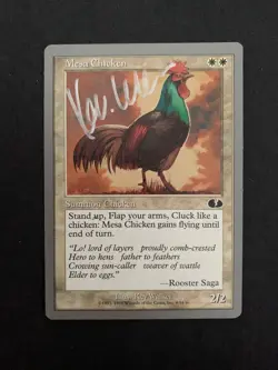 MTG Magic the Gathering x1 Mesa Chicken Signed Unglued Walker - Image 1