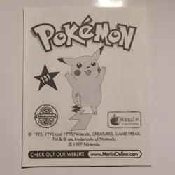 Pokemon - Lapras - Topps Merlin Sticker - Series 1 - #131/240 - 1999 - Image 2