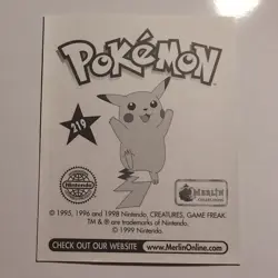 Pokemon - Alakazam - Topps Merlin Sticker - Series 1 - #219/240 - 1999 - Image 2