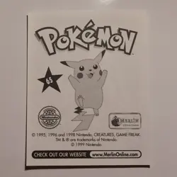 Pokemon - Alakazam - Topps Merlin Sticker - Series 1 - #65/240 - 1999 - Image 2