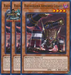 Yugioh! 3x Ragnaraika Armored Lizard LEDE-EN015 Common 1st Ed NM - Image 1