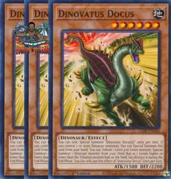 Yugioh! 3x Dinovatus Docus LEDE-EN030 Common 1st Ed NM - Image 1