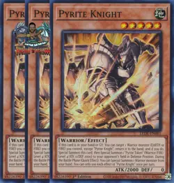 Yugioh! 3x Pyrite Knight LEDE-EN081 Super Rare 1st Ed NM - Image 1