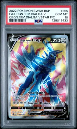 2022 POKEMON SWSH BLACK STAR PROMO #255 FULL ART/ORIGIN FORME DIALGA V PSA 10 - Image 1