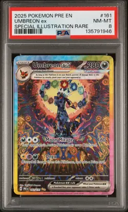 2025 POKEMON PRE EN-PRISMATIC EVOLUTIONS #161 UMBREON EX PSA 8 - Image 1
