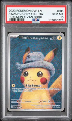 2023 POKEMON SVP EN-SV BLACK STAR PROMO #085 PIKACHU WITH GREY FELT HAT PSA 10 - Image 1
