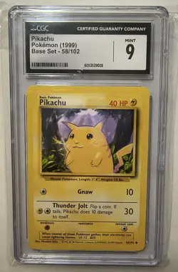 1999 POKEMON GAME BASE SET #58 PIKACHU YELLOW CHEEKS CGC 9 MINT - Image 1