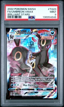 2022 POKEMON SWORD & SHIELD BRILLIANT STARS #TG23 FULL ART/UMBREON VMAX PSA 9 - Image 1