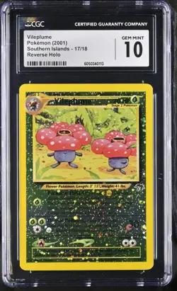 CGC 10 GEM MINT Vileplume Southern Islands 17/18 Reverse Holo Pokemon Card - Image 1