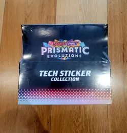 Pokemon Prismatic Evolutions Tech Sticker Collection Sealed case of 12 - Image 1
