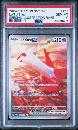 2024 POKEMON SSP EN-SURGING SPARKS SPECIAL ILLUSTRATION RARE LATIAS EX PSA 10 - Image 1