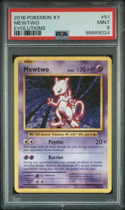 2016 POKEMON XY EVOLUTIONS #51 MEWTWO PSA 9 - Image 1