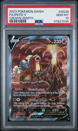PSA 10 GEM MINT 2023 Pokemon Crown Zenith Entei V Full Art #GG36/GG70 - Image 1