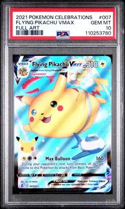 2021 POKEMON CELEBRATIONS #007 FULL ART/FLYING PIKACHU VMAX PSA 10 - Image 1