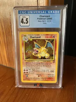 Charizard CGC 4.5 Base Set 2 Pokemon Card Holographic 4/130 2000 - Image 1