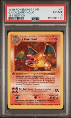 1999 POKEMON BASE SET 1ST EDITION #4 CHARIZARD-HOLO PSA 6 - Image 1
