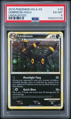Umbreon-Holo Pokemon Heartgold & Soulsilver Undaunted 10 NM PSA 6 - Image 1