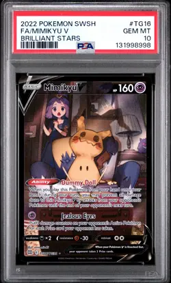 2022 POKEMON SWORD & SHIELD BRILLIANT STARS #TG16 FULL ART/MIMIKYU V PSA 10 - Image 1