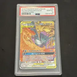 2019 Pokemon Hidden Fates Moltres/Zapdos/Articuno GX 44/68 Tag Team PSA 10 - Image 1