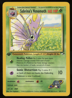 Pokemon 2000 1st Ed Gym Heroes - Sabrina's Venomoth - Rare - 34 - Image 1
