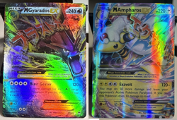 Lot of 2 Pokemon Cards. 2016 M Gyarados EX & 2015 M Ampharos EX. CHECK IT OUT!!! - Image 1