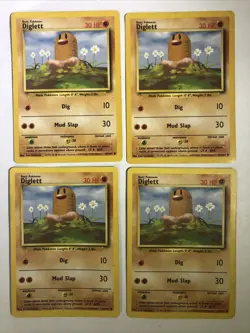1999 POKEMON DIGLETT 47/102 , LOT OF FOUR CARDS, Fighting common Base Set - Image 1