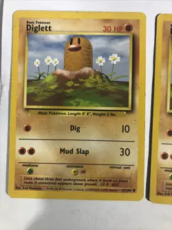 1999 POKEMON DIGLETT 47/102 , LOT OF FOUR CARDS, Fighting common Base Set - Image 3
