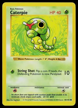 Pokemon Card - Caterpie Base Set (Shadowless) 45/102 Common - Image 1